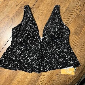Black & white polka dot tankini top
